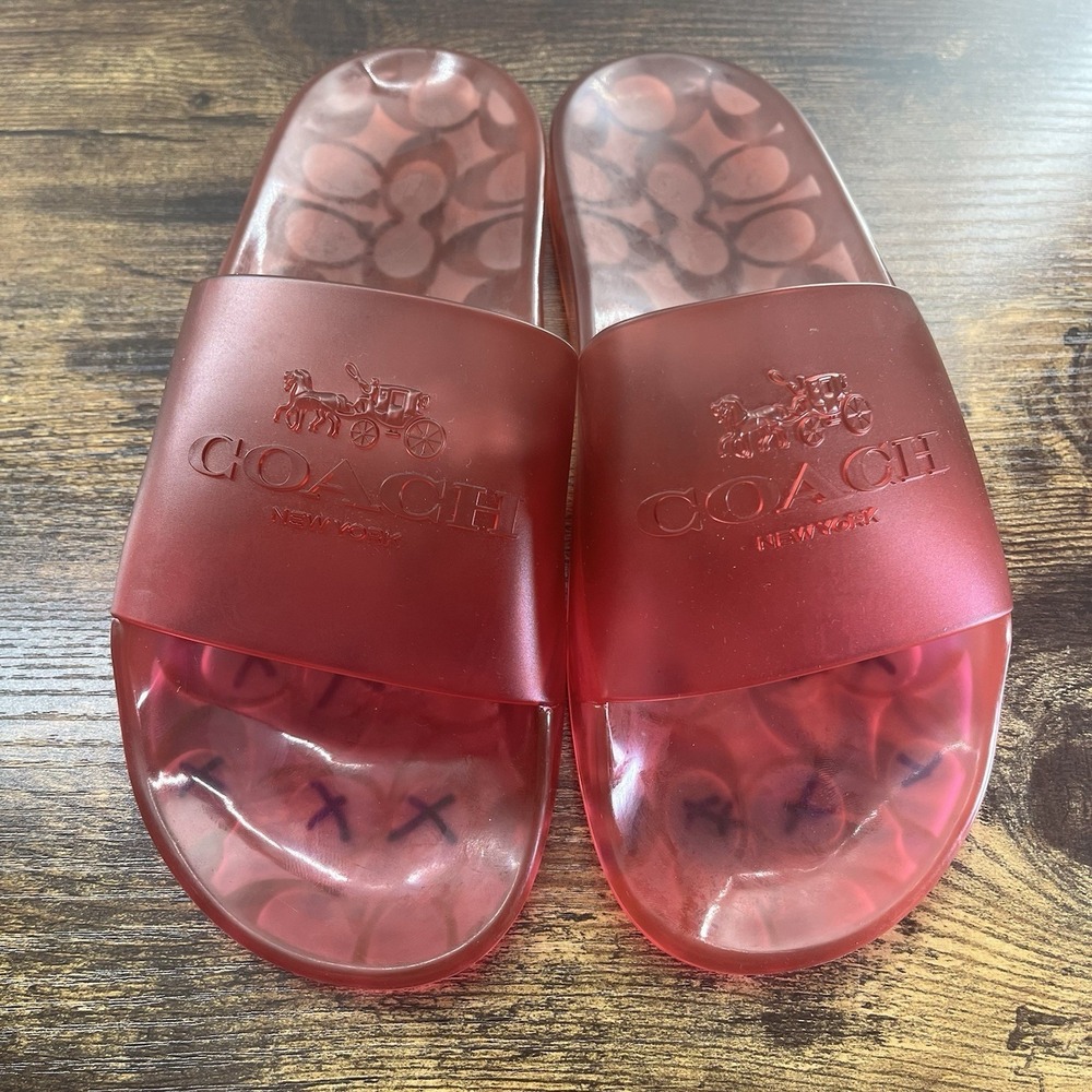 Coach Women's Size 6B Ulyssa Jelly Slides Sandals Ombré Resortwear Pink Pool